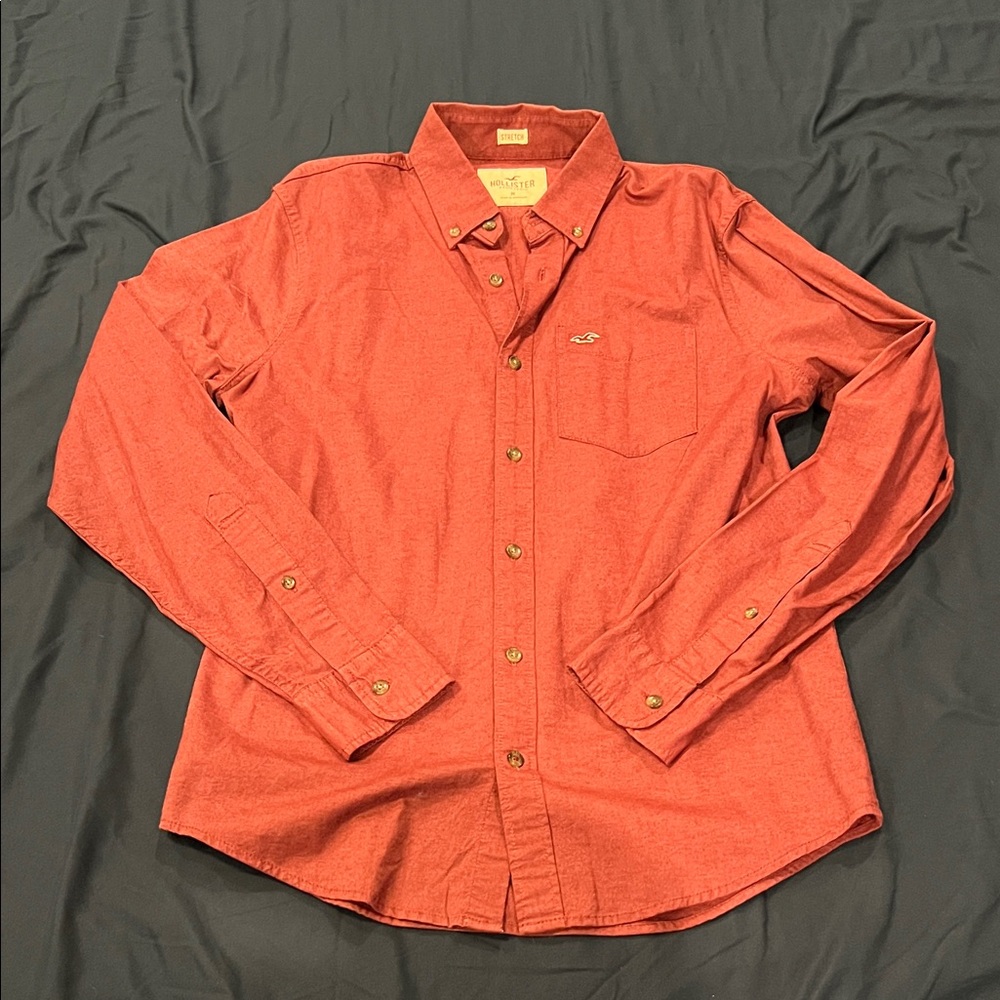 Hollister Men's pink-Red Button-Down Shirt